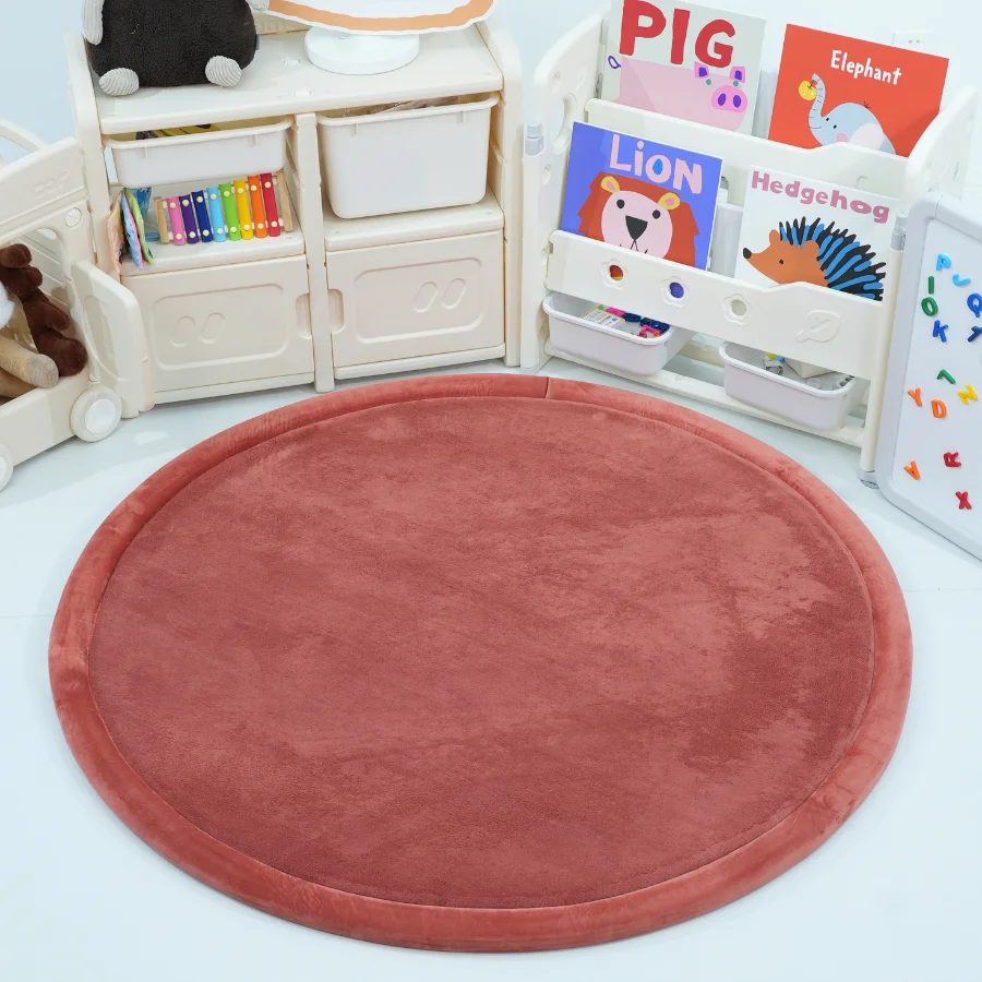 Rundt babytaeppe i dusty rose - BabyNordic