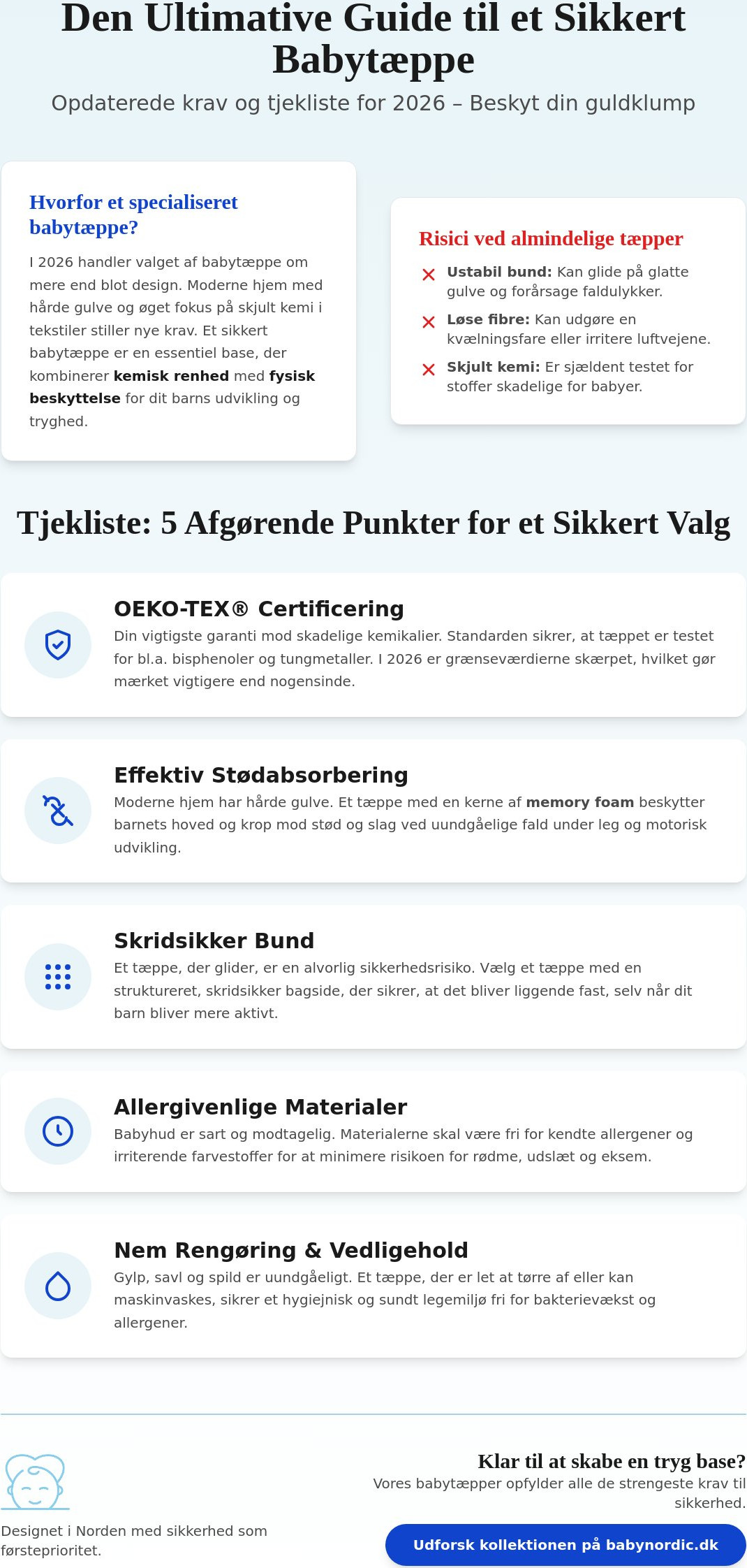 Sikkert babytæppe: Den ultimative tjekliste til trygge forældre i 2026